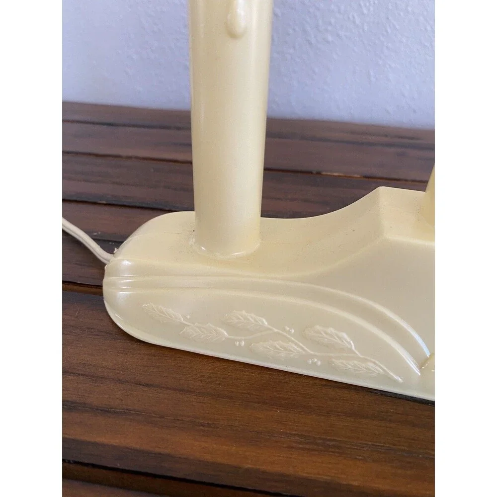 Vintage Christmas Electric Window Tiered Candle 3 Stick Candelabra Dripping Wax